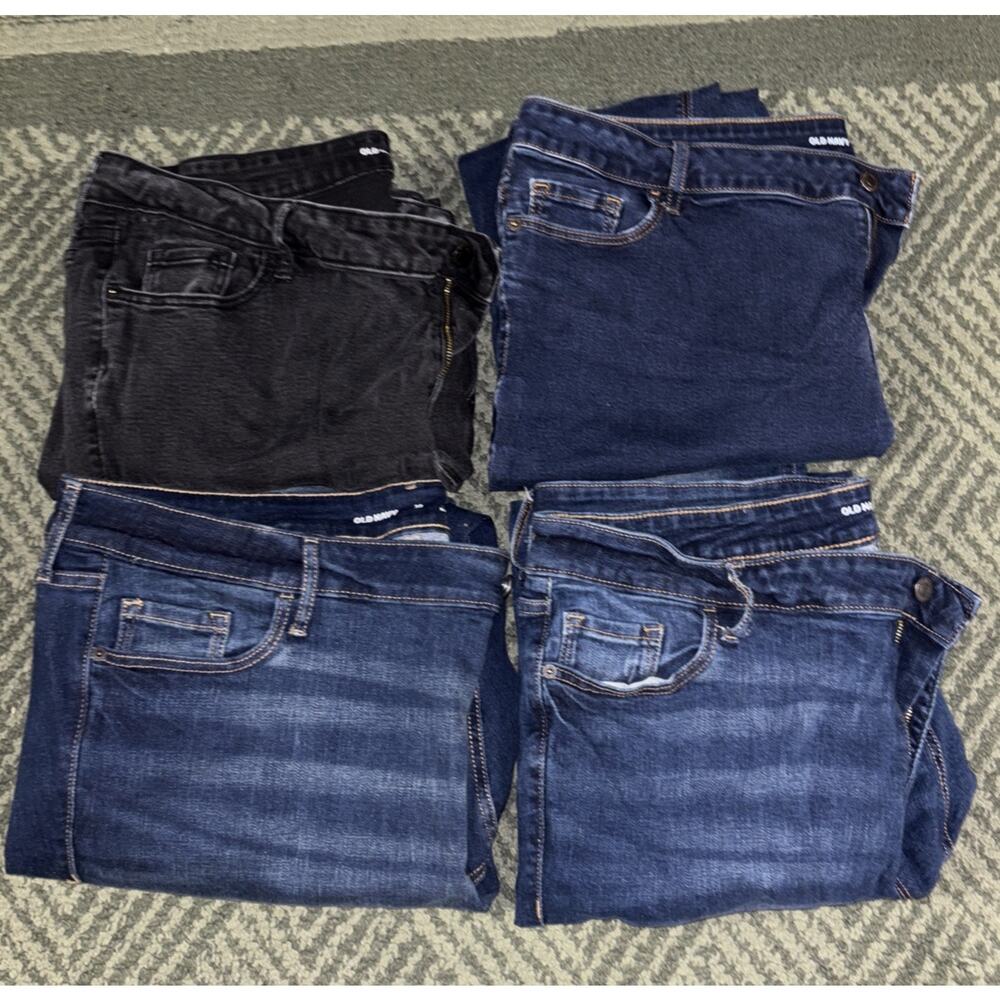 Lot Of 4 Old Navy Jeans Womens Size 22 Blue Rockstar Super Skinny Mid Rise 41x28